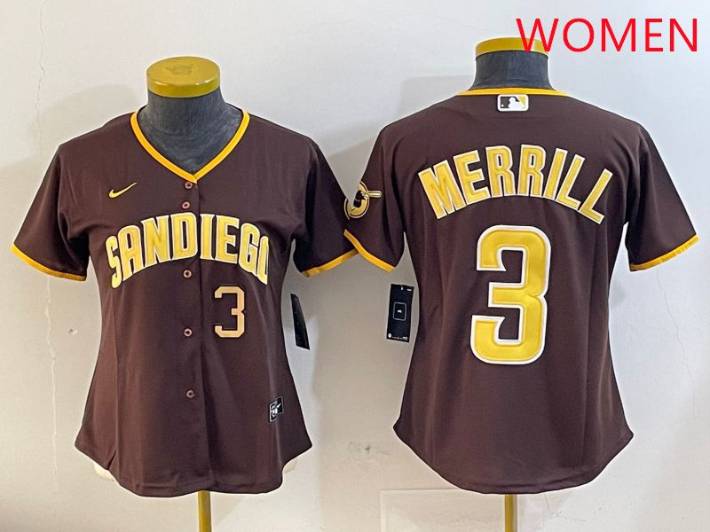 Women San Diego Padres 3 Merrill Brown Game 2025 Nike MLB Jersey style 7